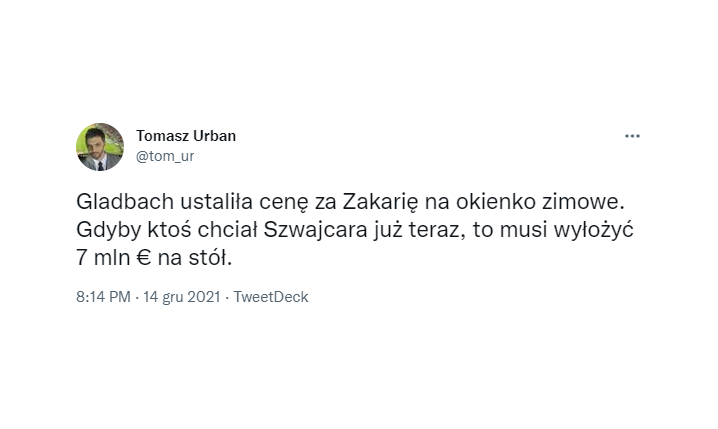 Zakaria wyceniony! TYLE TRZEBA ZAPŁACIĆ ZA PIŁKARZA Z 6-MIESIĘCZNYM KONTRAKTEM!